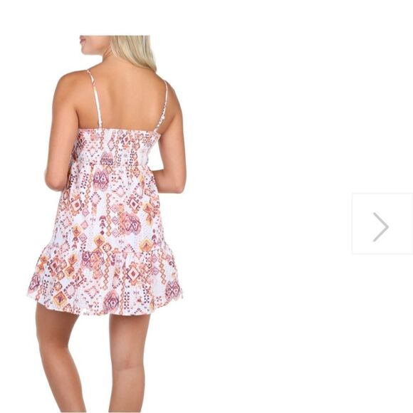 Jolie & Joy Juniors Mosaic Smocked Button Front Dress Size Large - Picture 2 of 14